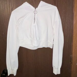 Crop Top White half zip